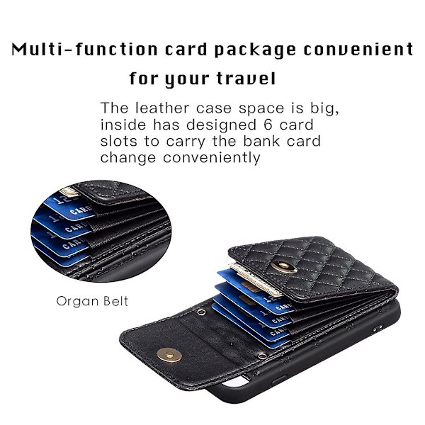 Bf22-stil case för Iphone 6 / 6s / 7 / 8 / Se (2020) / Se (2022) Kickstand Pu läderbelagd Tpu cover Black