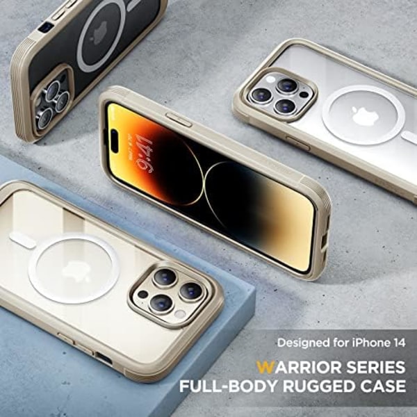 Miracase Glass Series Designad för iPhone 14 Pro Max Case 6,7 tum, [2023 Upgrade] Bumper Case med inbyggd 9H härdat glas Scr Bean Yellow-B