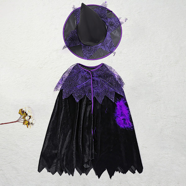 20,21 miljoner Halloween-kostymer Europeiska och amerikanska barn cosplay Anime-kostymer Häx cosplay Halloween-kostymer Purple Cloak 120
