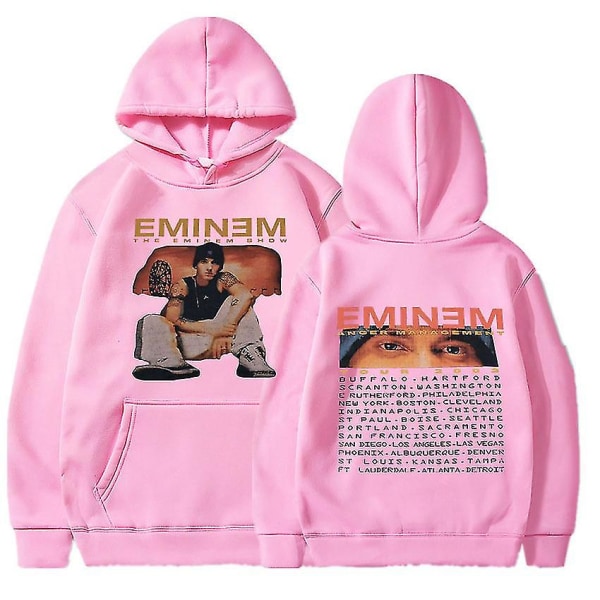 Eminem Anger Management Tour 2002 Hoodie Vintage Harajuku Funny Rick Sweatshirts Långärmade Herr Dam Pullover Mode Pink S