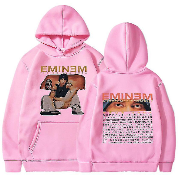 Eminem Anger Management Tour 2002 Hoodie Vintage Harajuku Funny Rick Sweatshirts Långärmade Herr Dam Pullover Mode Pink S