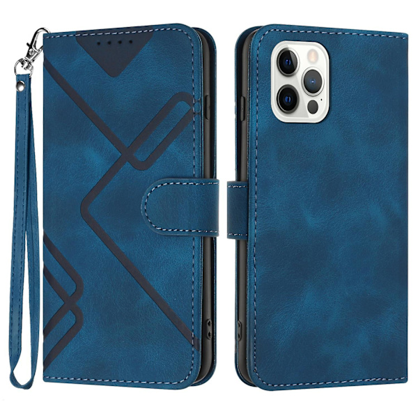 Line Pattern PU case för iPhone 15 Pro Blue