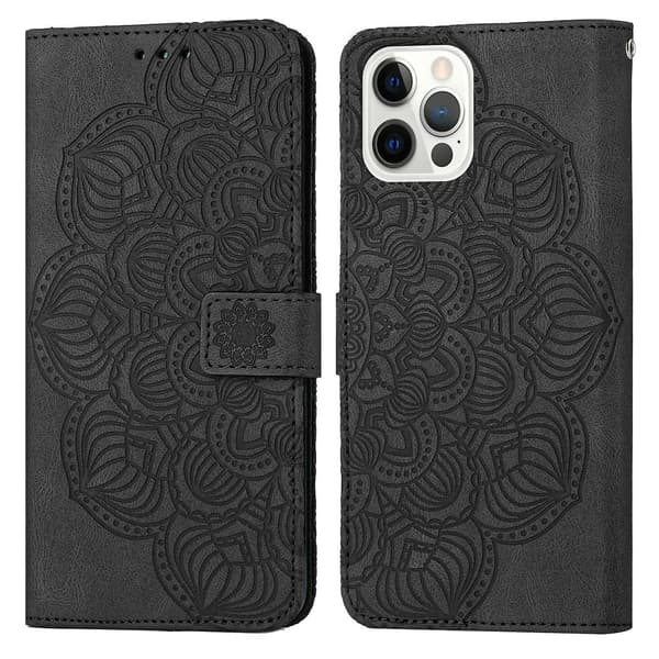 Mandala präglat case till iPhone 15 Pro Max Red