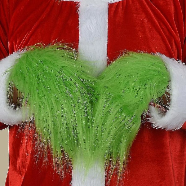 Grön Grinch Mask Santa Grinch Cosplay Mask Med Handskar Juldräkt Cosplay rekvisita Only Gloves none
