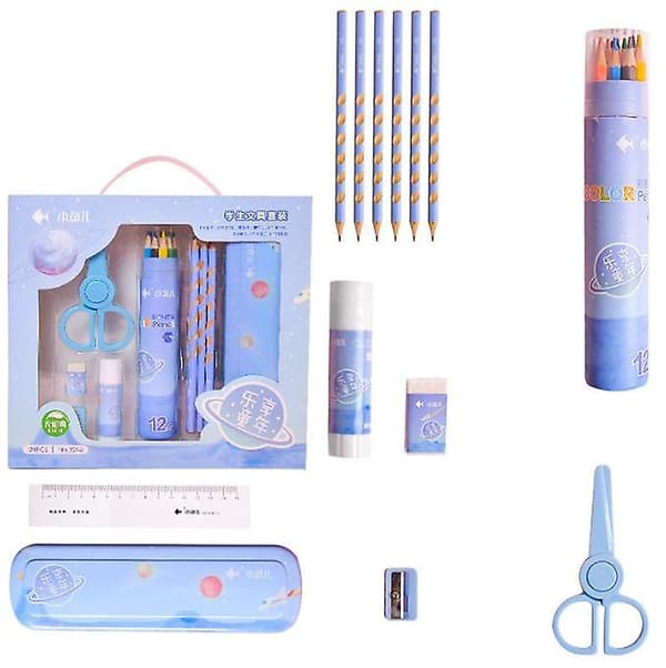 Skolmaterial Brevpapper Presentförpackning med brevpapperskassa 8 st blue