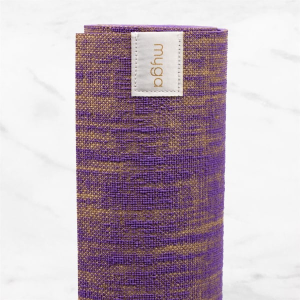 Myga Jute Yoga Mat - Halkfri träningsmatta för Yoga, Pilates & Fitness - Multifunktionsmatta med bärrem för resor - Aqua Purple