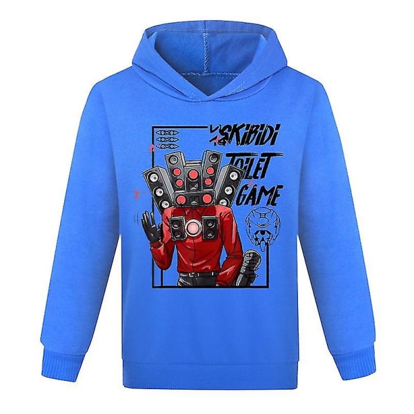 Skibidi Toalett Man Watchman Pojkar och flickor Huvtröja Hoodie Blue 2 160