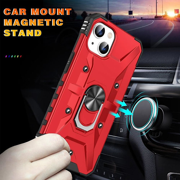 För iPhone 15 Plus Ring Hållare Phone case Red