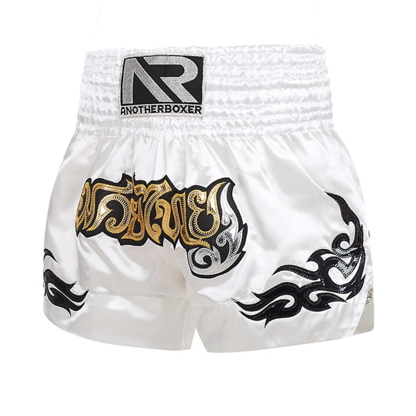 Boxningsshorts Antifriktion Muay Thai kickboxningsshorts för män White 2XL