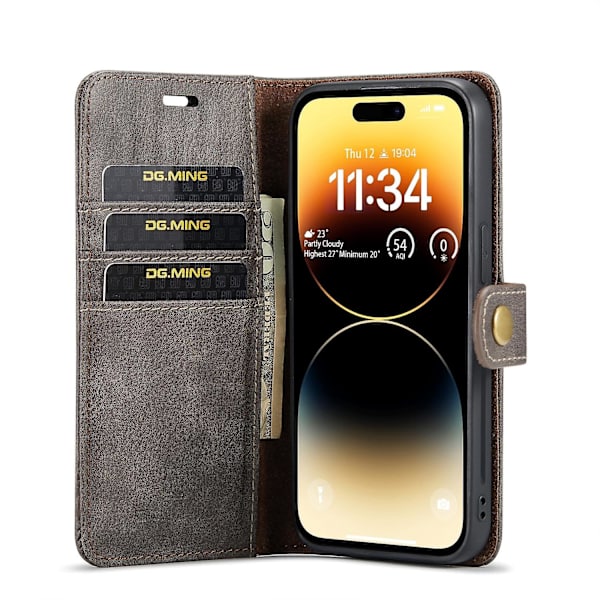 Crazy Horse Case för iPhone 15 Pro Grey