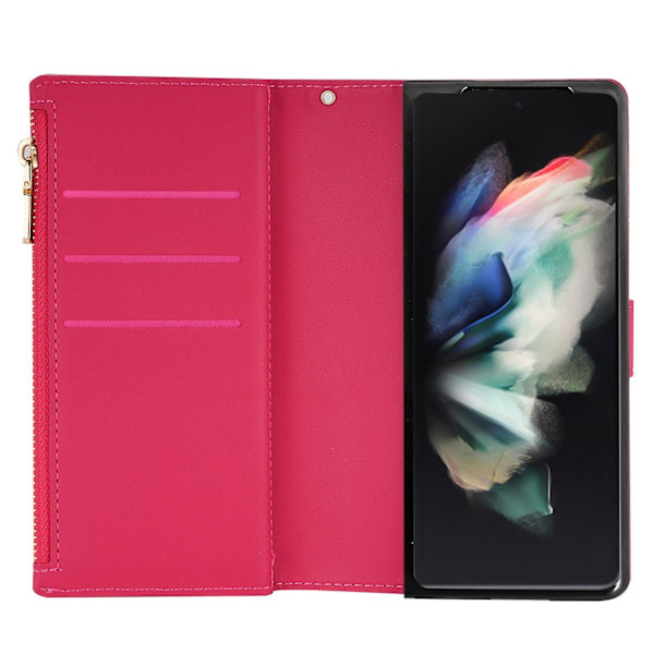 Glitter Zipper Case för Samsung Galaxy Z Fold 4 Red gold