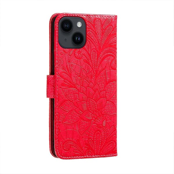 Lace Flower Phone case för iPhone 15 Red