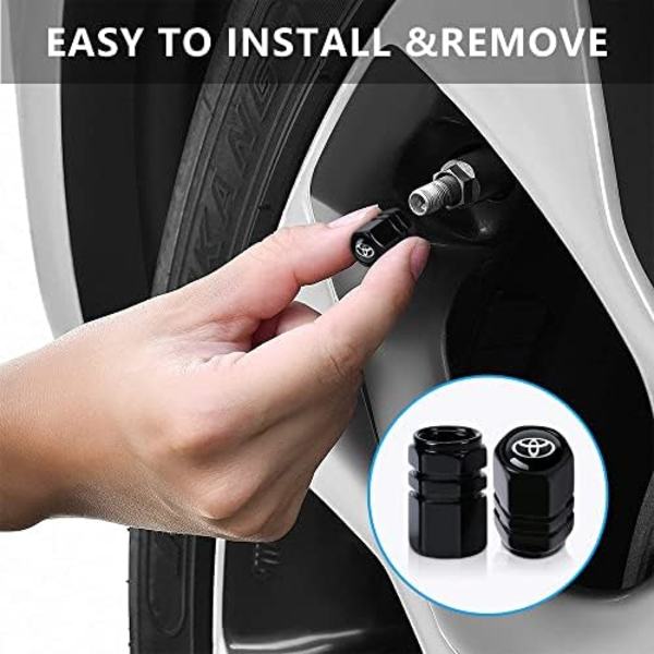 Incredikoo aluminiumlegering däckventilspindelkapslar, lämplig för Chevy-seriens cap Universal Air Cover Biltillbehör för bilar, SUV, T for F black