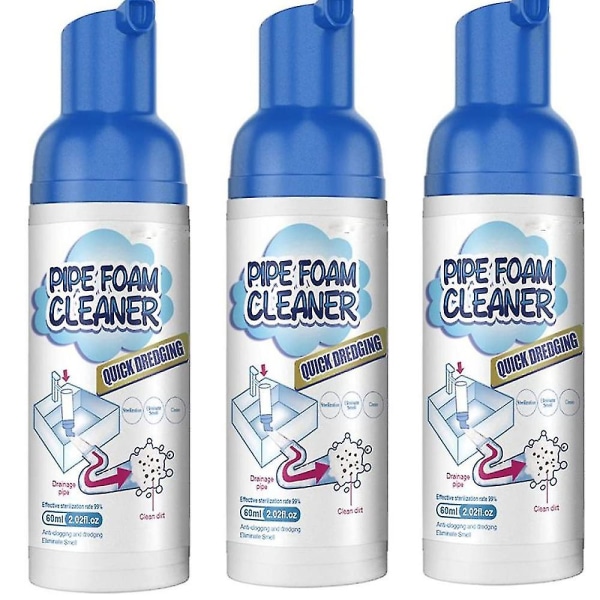 Drain Pipe Foam Cleaner, Pipe Dredge Deodorant Clog Remover 3Pcs