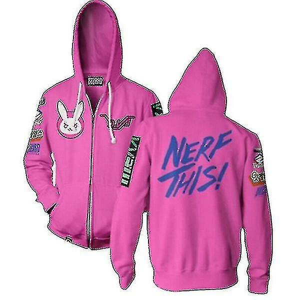 Overwatch Ultimate D.va Zip Up Hoodie Dam Sweatshirt Jacka 2XL