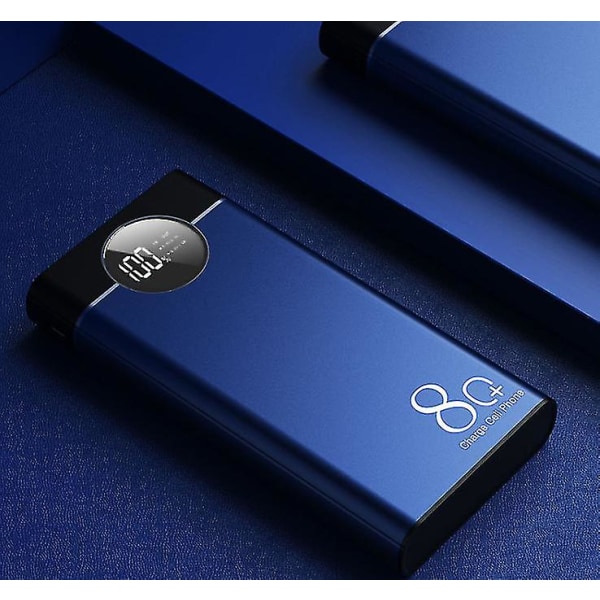 80000mah Bärbar Power Bank med LED-ljus Digital Power blue