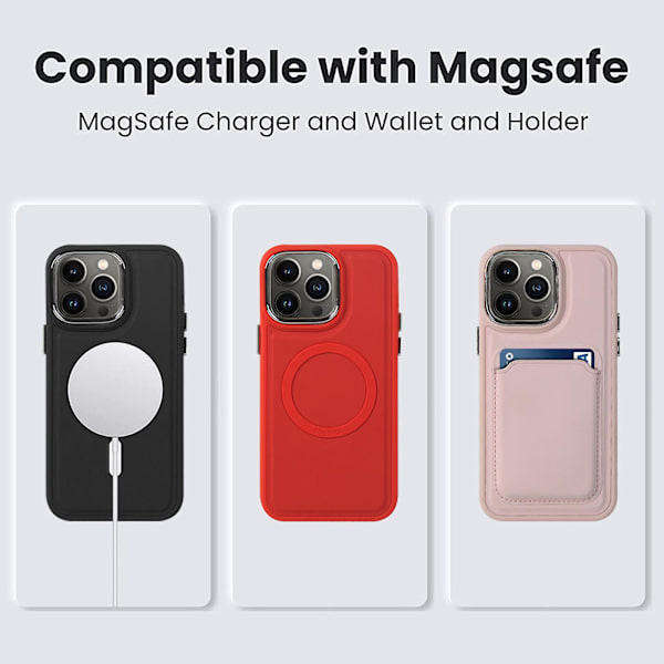 Skin Feeling Silikon Magsafe Case Kompatibel Iphone 14 Pro Max/14 Pro/14 Plus med magnetkort plånbokshållare Red iPhone 14 Pro
