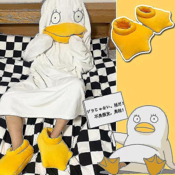 Djurpyjamas Flanell Cosplay kostym Halloween Carnival-anime Rolig Gintama Elizabeth Duck med plyschsko - unisex vuxen Adult 175 to 180cm