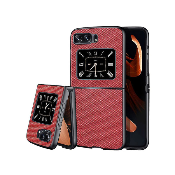 Läderbaksida cover för Moto Razr 2022 Telefon Flip Folding Fullt skyddande stötsäkert cover red