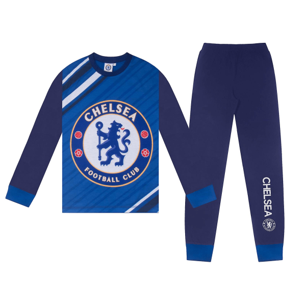 Chelsea FC Boys Pyjamas Long Sublimation Kids OFFICIELL Fotbollspresent Royal Blue 11-12 Years
