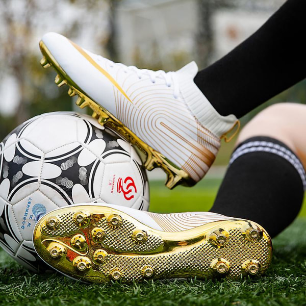 KIDENG Fotbollsskor för män Fotbollsskor med hög ankel för vuxna Grästräning Sport Skor Sneakers Yj32751G White 36