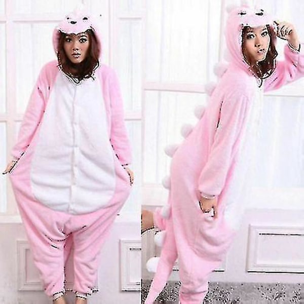 Halloween Unisex Onesiee Kigurumi Fancy Dress Kostym Huvtröjor Pyjamas Sleep Wear Pink Dinosaur XL for 180-190cm