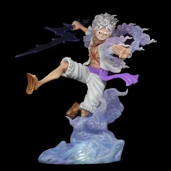 One Piece Luffy Gear 5 Anime Figur Sun God Nika 17cm Pvc Action Staty Staty Samlarobjekt Modell Dockleksaker För Barn Present C with box 16cm with light