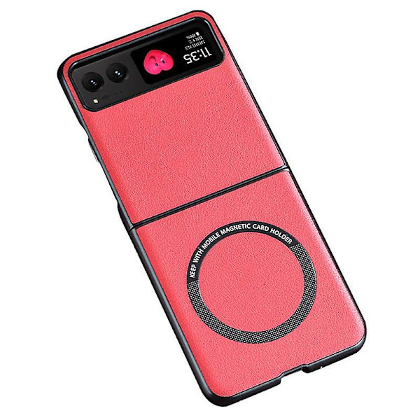 För Motorola Razr 40 5G magnetiskt phone case PU-läder+PC-hårt cover kompatibelt med Magsafe Red