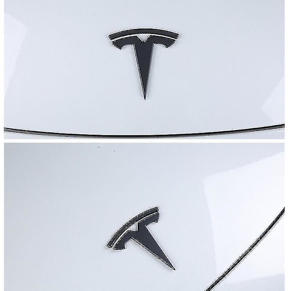 3xmatt svart T-logotyp Huv Trunk Rattmärke för Tesla Model Y null none