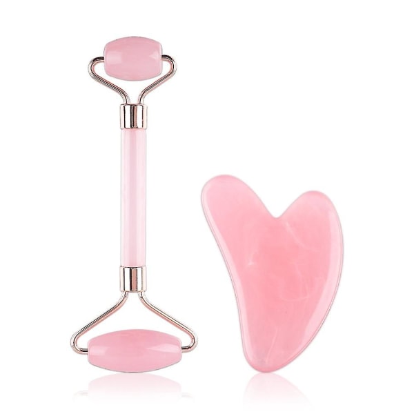 Natural Rose Resin Roller Gua Sha Set Guasha Scraper Ansiktsrulle Massager Ansiktslyft Bantning null none