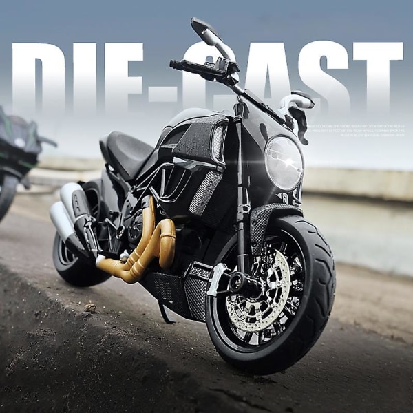 1 12 Ducati Diavel kolröd formgjutna fordon Samlarobjekt Hobbyer Motorcykelmodell Leksaker Födelsedagspresent till barn black no box