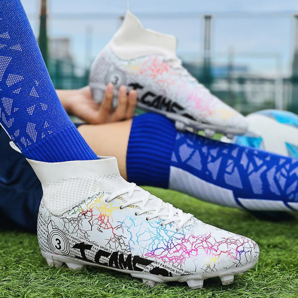 Fotbollsskor för män Spikes Fotbollsskor för ungdomar Stövlar Athletic Sneaker 3C7000 White 34