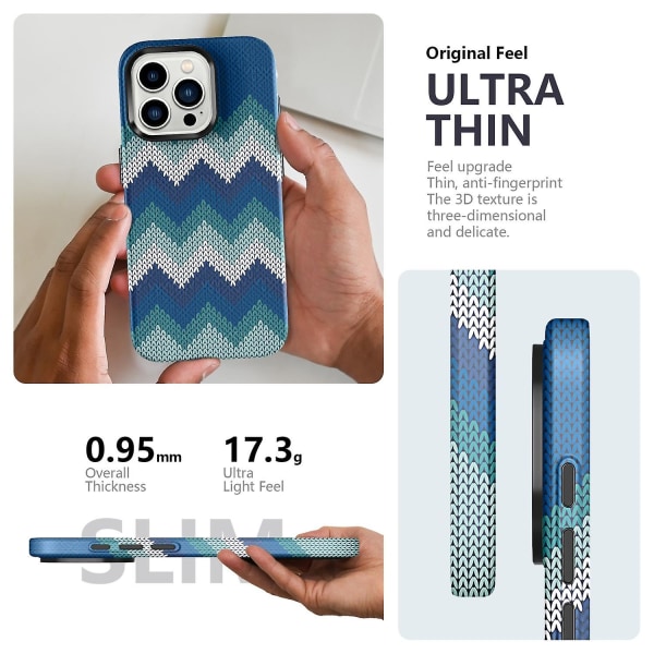 Textile Texture Matt Case för iPhone 15 Blue