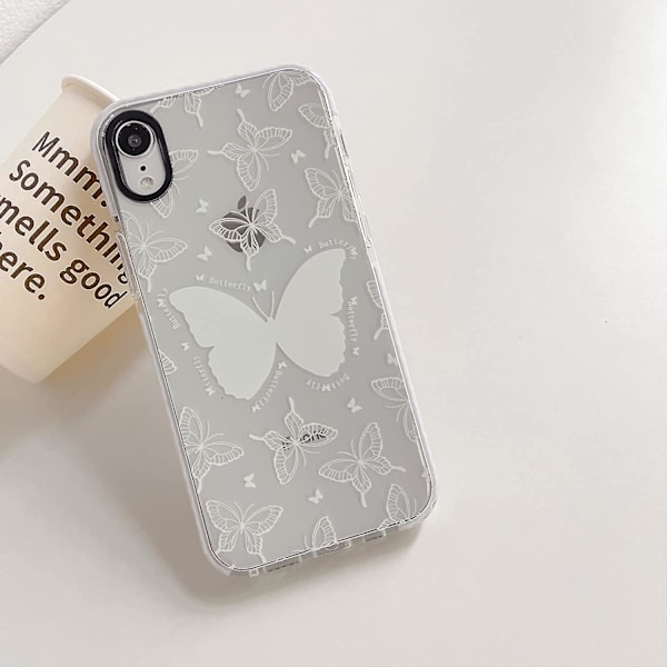 Kompatibel med Iphone Xr- case Klar Söt Vit Fjärilsmönster Design För Kvinnor Flickor Estetisk Romantisk Mjuk Slim TPU Stötsäker Protevt null none