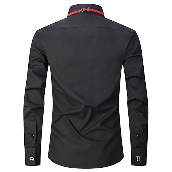 Klänningskjorta Man Smoking Krage Groomsman's Dress Brudgum Bröllopskjorta Man Snabb leverans Black XL