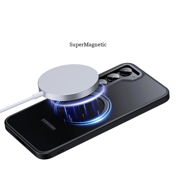 För Samsung Galaxy S23+ Ring Kickstand Case Kompatibel med Magsafe, Tpu+akryl+zinklegering Matt cover Black