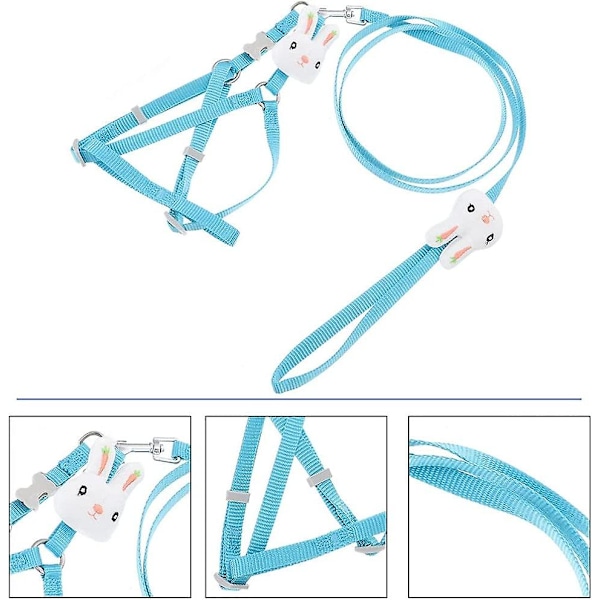 Kanin och sällskapsdjur drarrep och koppel Kanin koppel Kanin Sele Rem Pet Justerbar krage koppel Sköldpadda Walking Leash Kontrollrep Blå null none