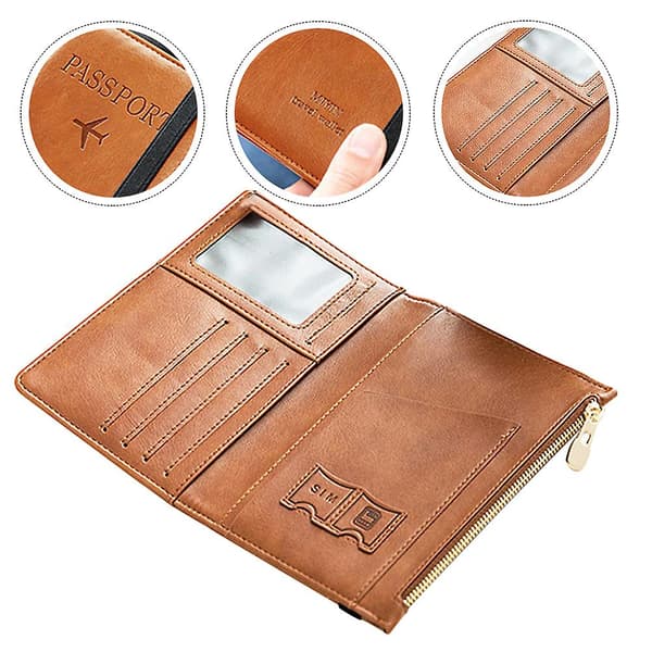 Pu Pass Cover Skyddskort Plånbok Passplånbok Light Brown 17X11CM