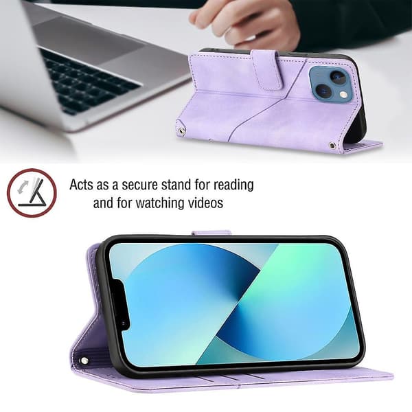 Hudkänsla PU- case för iPhone 15 Light purple