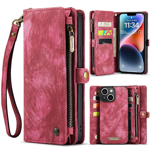 CaseMe 008 PU case för iPhone 15 Plus Red
