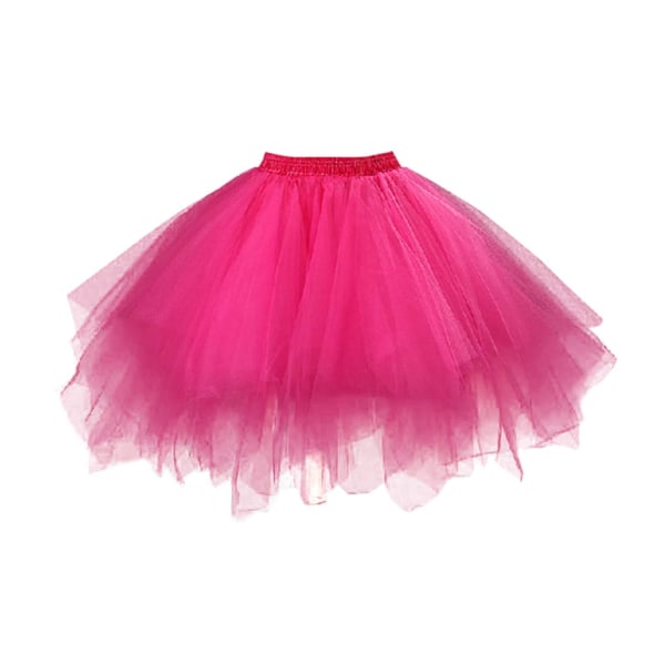 Vuxenkjol i tutu för kvinnor 1950-tals vintage underkjol i tyll, balett bubbelkjolar, kort för dans, cosplayfest Rose red M