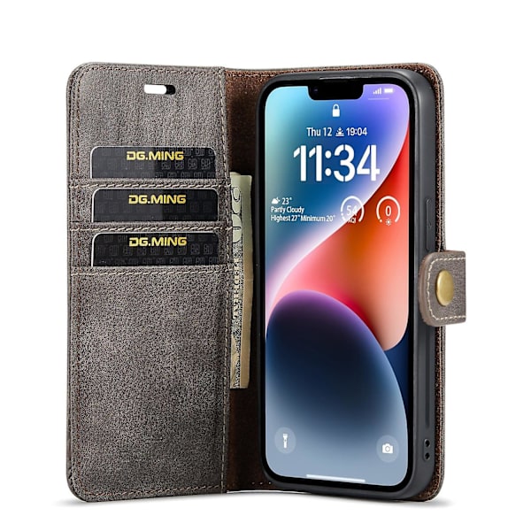 Crazy Horse Case för iPhone 15 Plus Grey