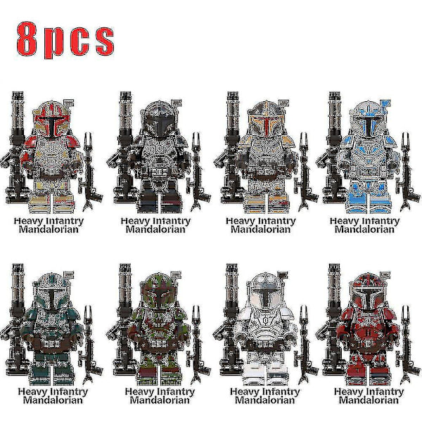 8 st Star Wars tungt infanteri Mandalorian minifigur monterad mini byggsten Actionfigurer Leksak Barn Julpresent null none