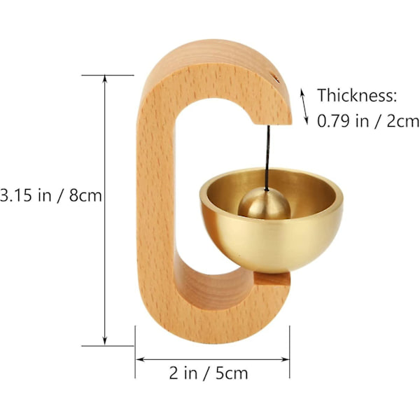 Butiksklocka för dörröppning, magnetiskt fäst trädörrklocka Gyllene dekorativ ingångsdörrklocka med mässingsklocka Light brown beech