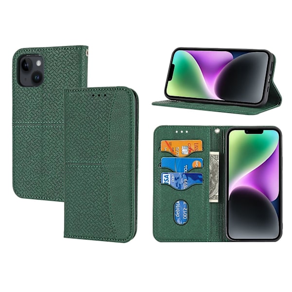 Sömnad Vävt Case För iPhone 15 Plus Green