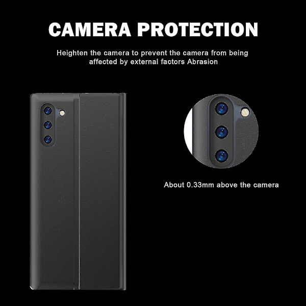 För Galaxy Note 10 Plus sidoskärm Magnetisk horisontell vändbar texturduk + PC- case med & för Galaxy Note 10 Plus Black