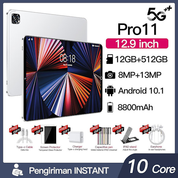 Pro11 12gbram + 512gbrom 12,9 tum Android OS 12.0 White