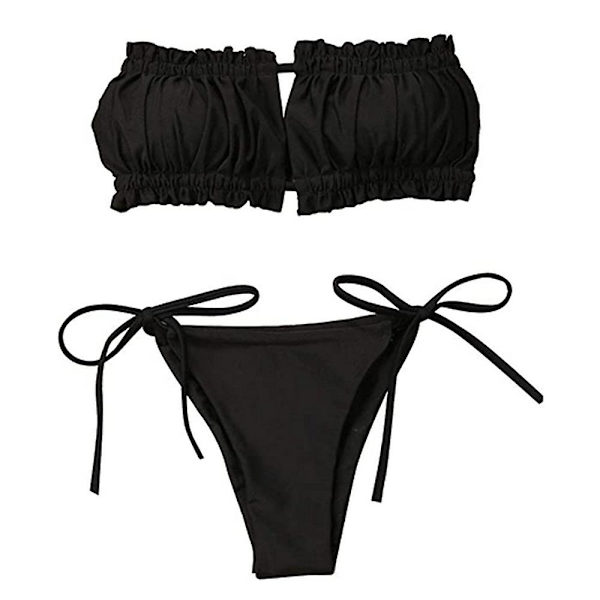 Dam Sexig Grimma Twist Bandeau Badkläder 2st Bikini Set Baddräkt M