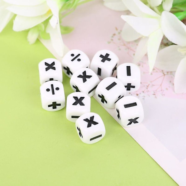10 stycken 16mm D6 Dice Math Operators Aritmetic Dice Club Pub Brädspel M5tc null none