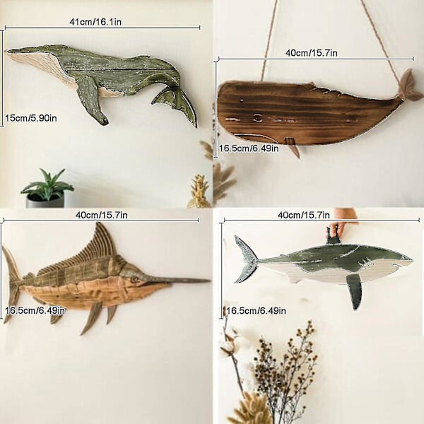 Trävalväggdekor, väggkonst Dekorativ valfisk, skulptur för valvägg Heminredning, kustnära havet Havsdjursskulptur Whales